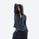 Sheer Hooded Henley Top